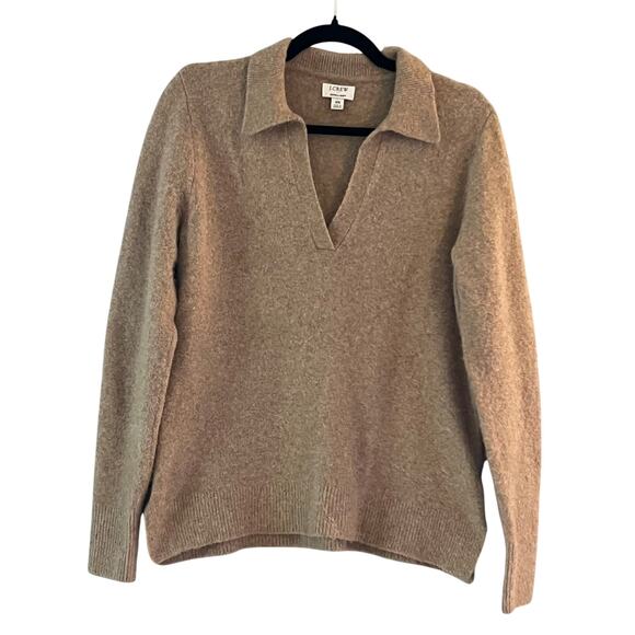 J.Crew Sweaters - J.Crew Extra-Soft Collared V-Neck Sweater Women’s XS Beige Tan Pullover Wool